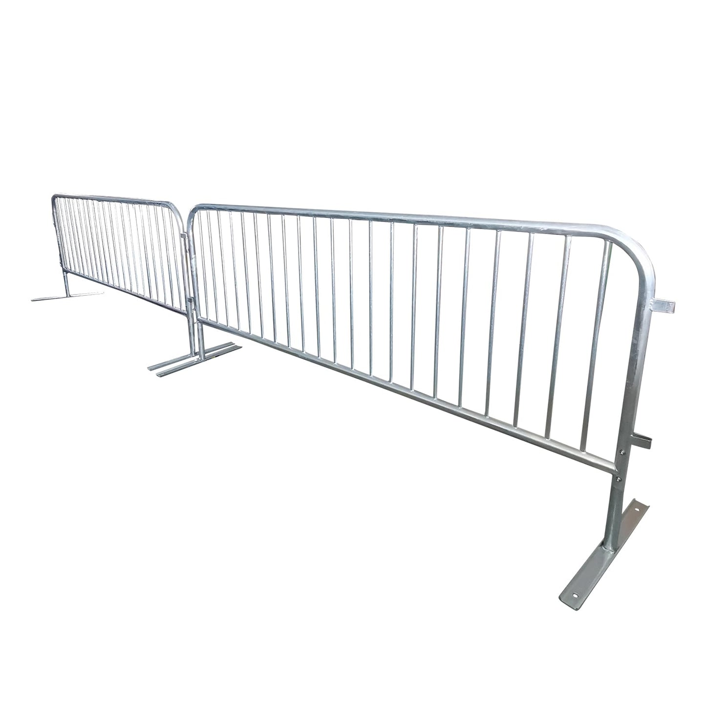 Heavy Duty Interlocking Steel Flat Feet Safety Barriers Barricade Fence for Crowd Control Events Road High Traffic Areas, Galvanized 8.5 Ft, 2 Pack