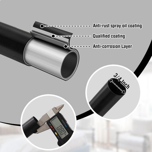 H.VERSAILTEX Wrap Around Black Curtain Rod for Windows 18.5 to 88.5 Inch, 3/4 Inch Adjustable Heavy Duty Blackout Curtain Rods Telescoping Curved Drapery Rods for living room Inoor/Outdoor