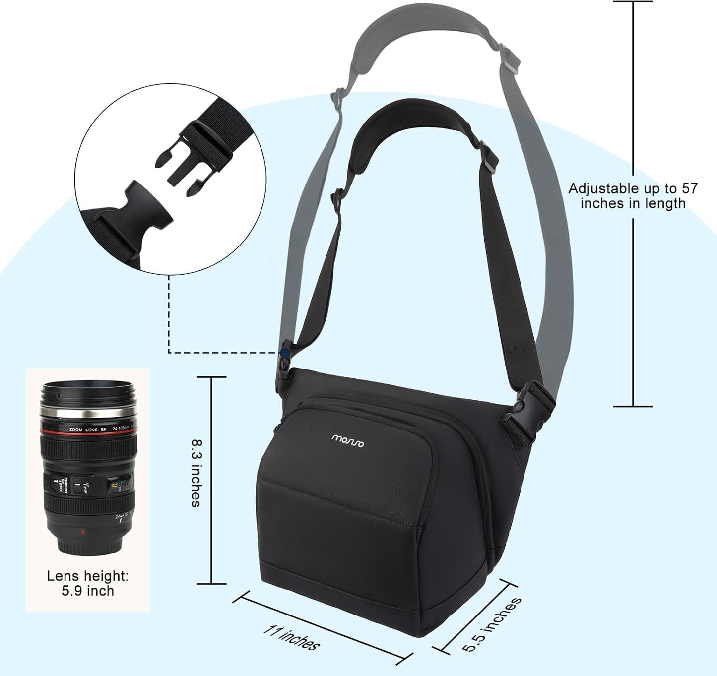 MOSISO Camera Bag, Camera Sling Bag for Photographers, Double Layers Camera Shoulder Bags for DSLR/SLR/Mirrorless