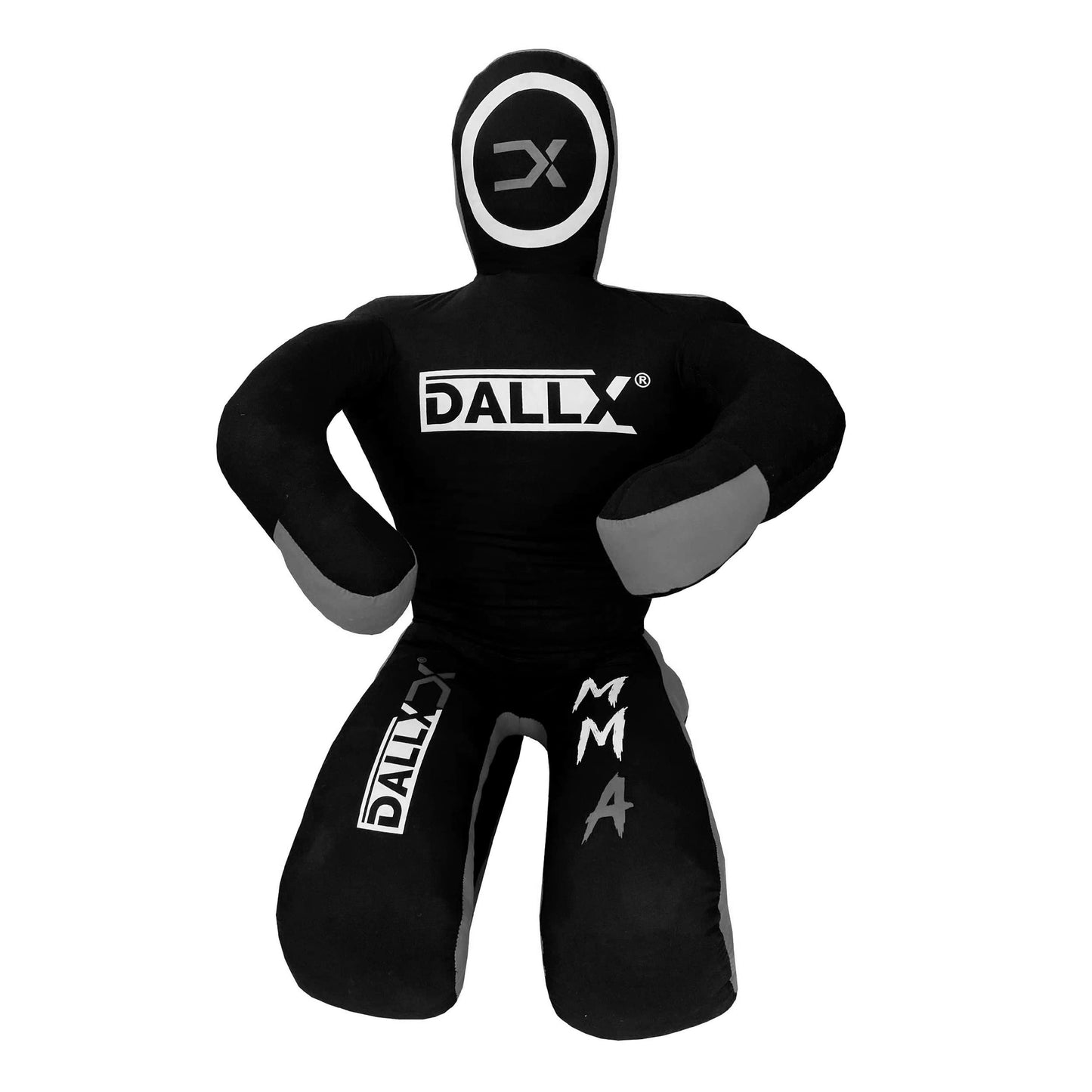 DALLX MMA Grappling Dummy BBJ Wrestling Brazilian Jiu Jitsu Punching Bag Judo Karate Throwing Boxing Fighting Dummy Self Defense Sitting Position – UNFILLED (Black Grey, 6 FT)