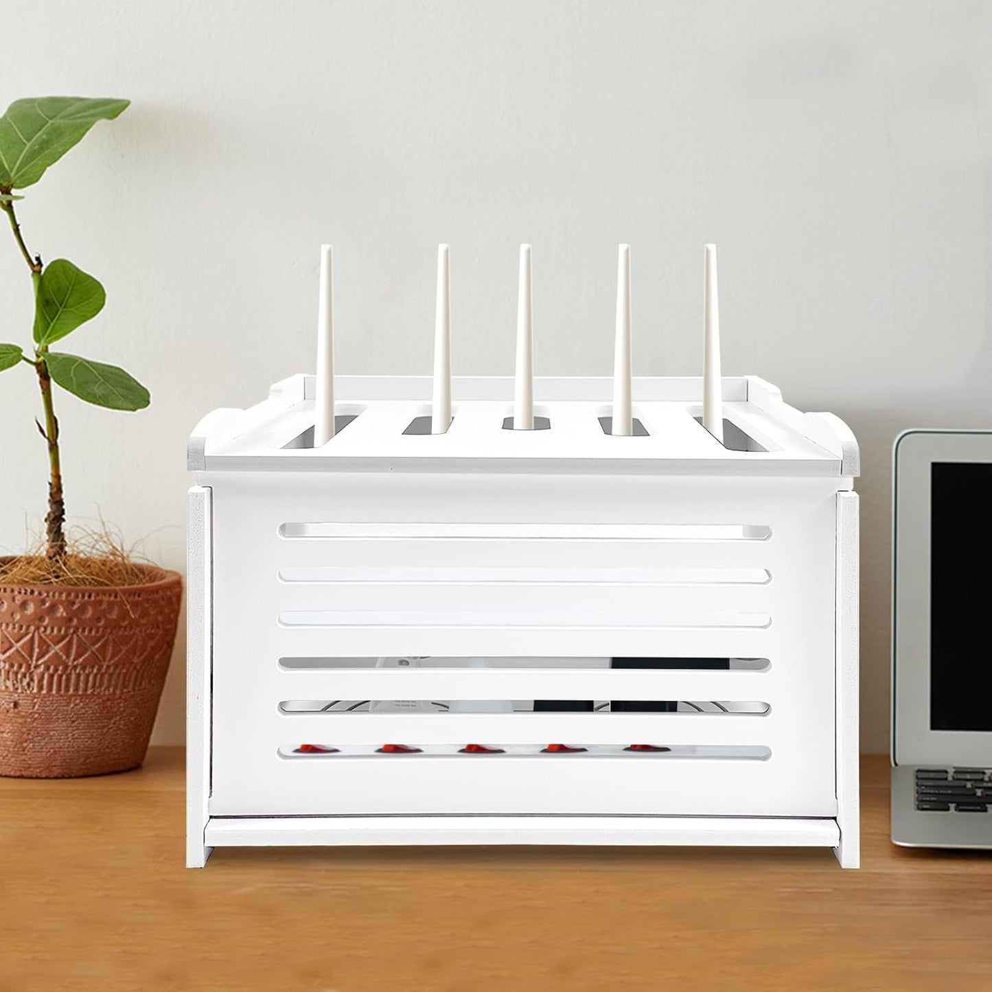 Wensdr Upgrade Router Shelf Storage, Networking Router Stand, Freestand & Wall Mounted Router Storage Box, Modem Cable