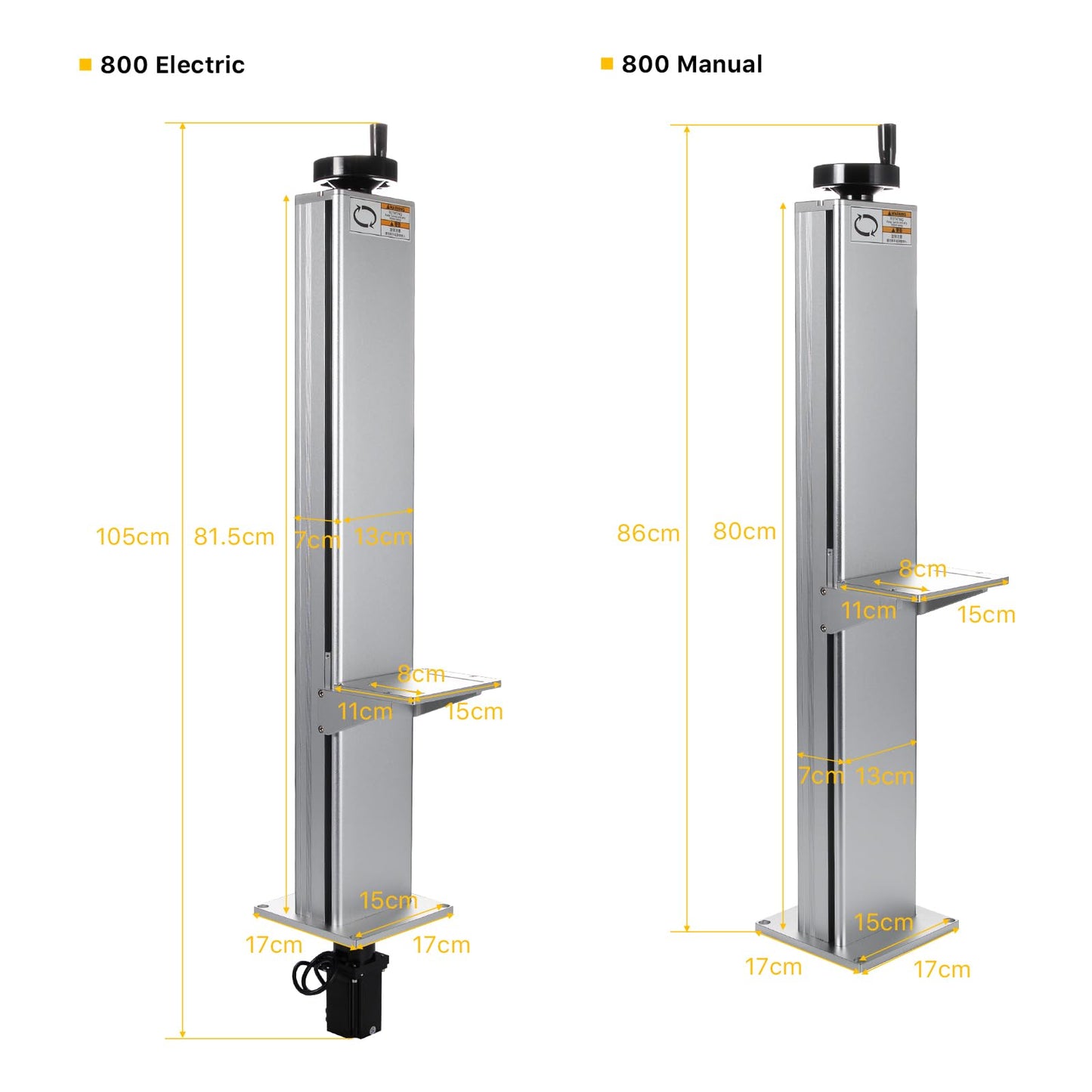Cloudray Fiber Marking Machine Z Axis Lift Table Manual Lift Column for 1064nm Fiber Marking Part (800mm)
