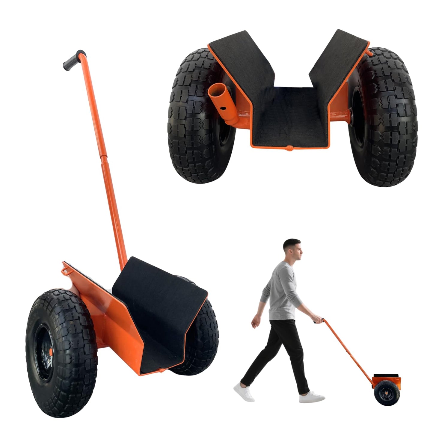 Heavy Duty Panel Dolly, All-Terrain Slab Dolly with 1000 LB Weight Capacity,10-inch Wheels (Orange Solid Tires)-Patent Pending