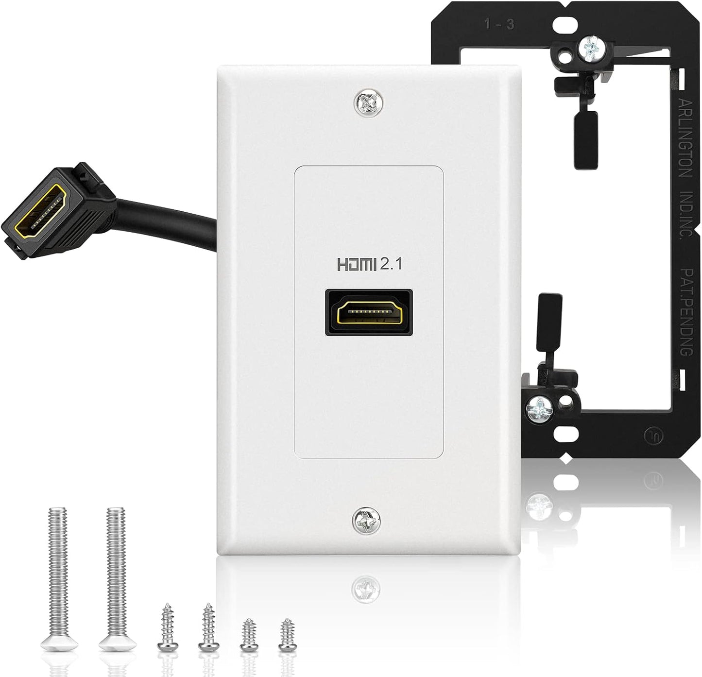 2.1 8K 8K@60Hz 4K@120Hz, 3D, 48 HDMI Wall Plate, ELECTOP HDMI Wall Outlet Pass Through with Low Voltage Metal Mounting