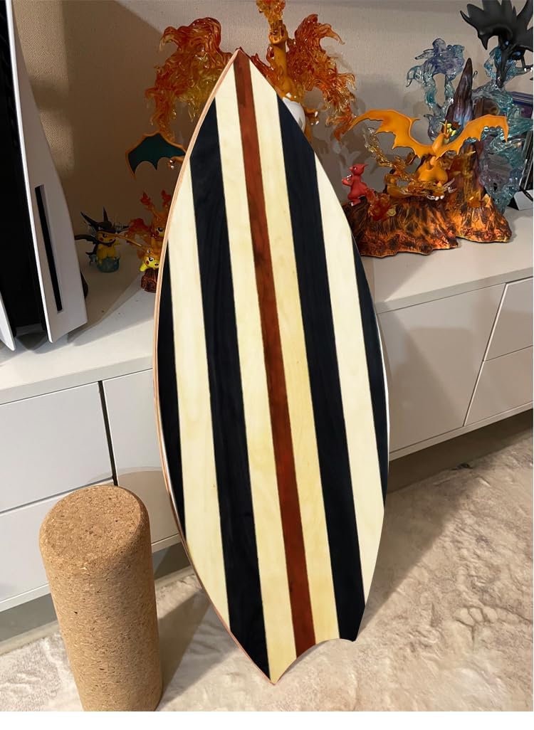 Balance Board Indoor Surfboard Surf Style Home Fitness with Wheel for Exercise, Athletic Training and Board Sports - Fun Workout Equipment For Balance, Stability and Improving Core Strength (stripe)