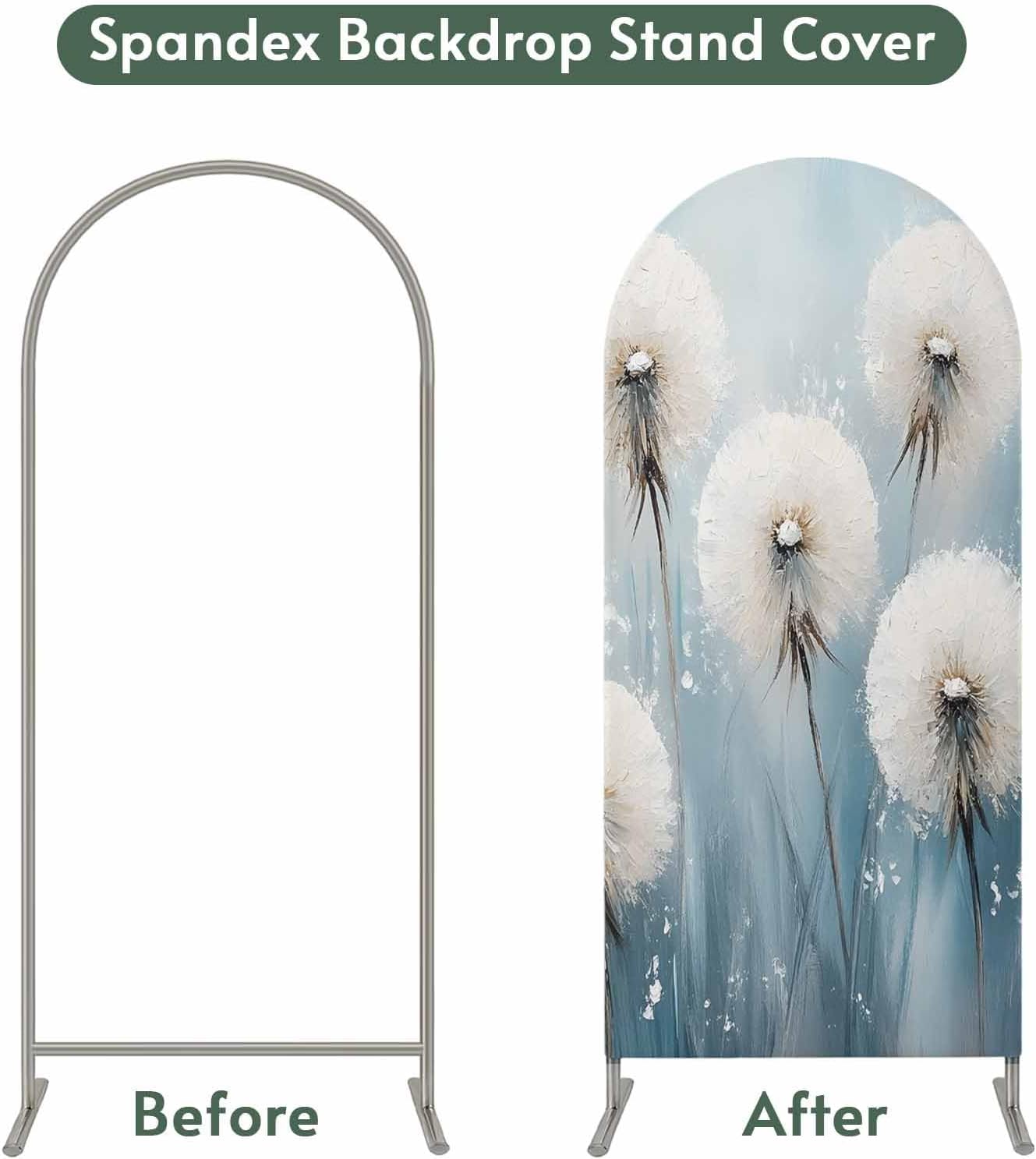 Jnbasdffb 7.2 Spring Floral Wedding Arch Cover, Stretchy Spandex Arch Backdrop Stand Covers FT, White Flowers Pastoral