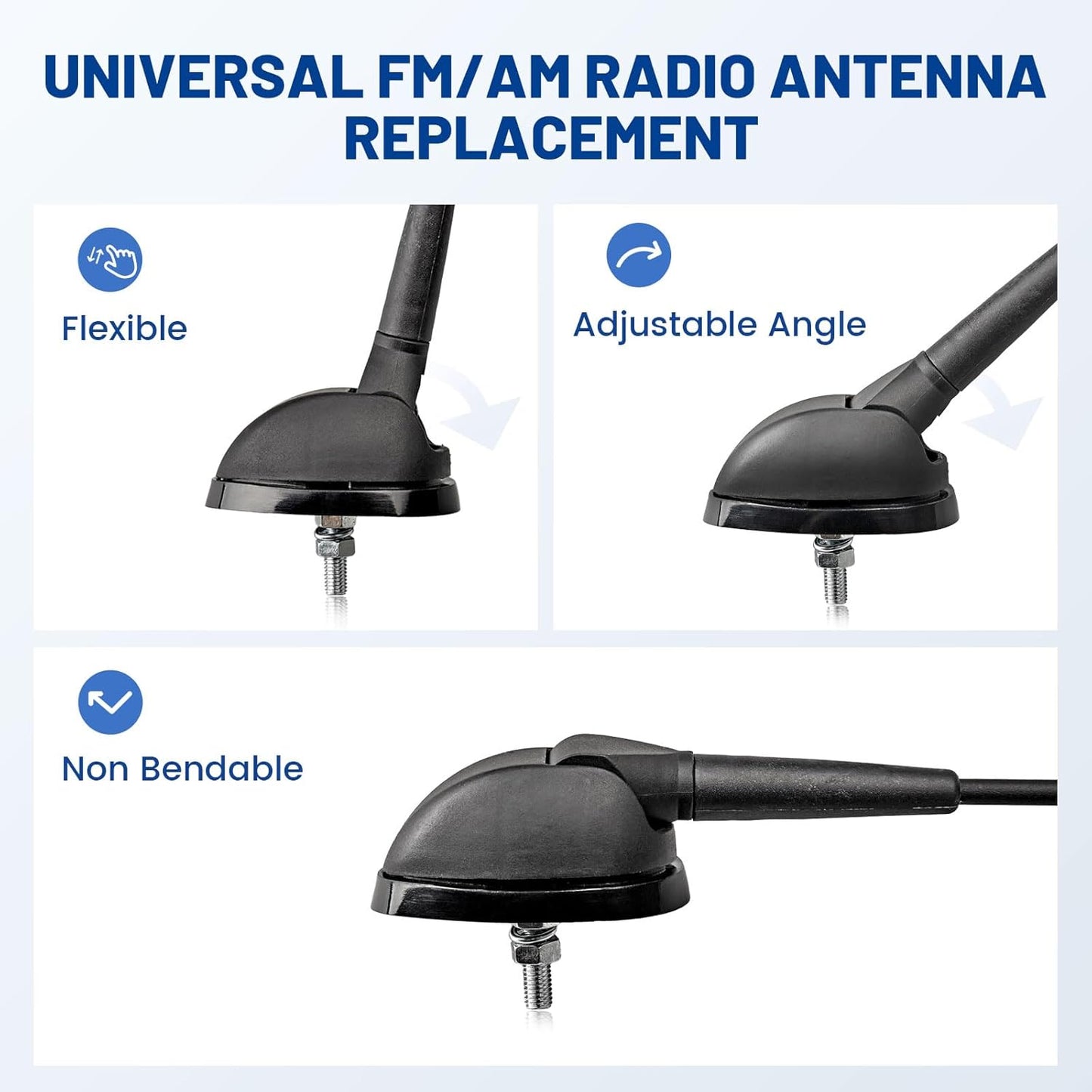 Anina 16 Inch 16" AM/FM Universal Top/Side Mount Antenna for Vehicle Truck Boat ATV UTV RV Motorcycle, Car Radio Aerial