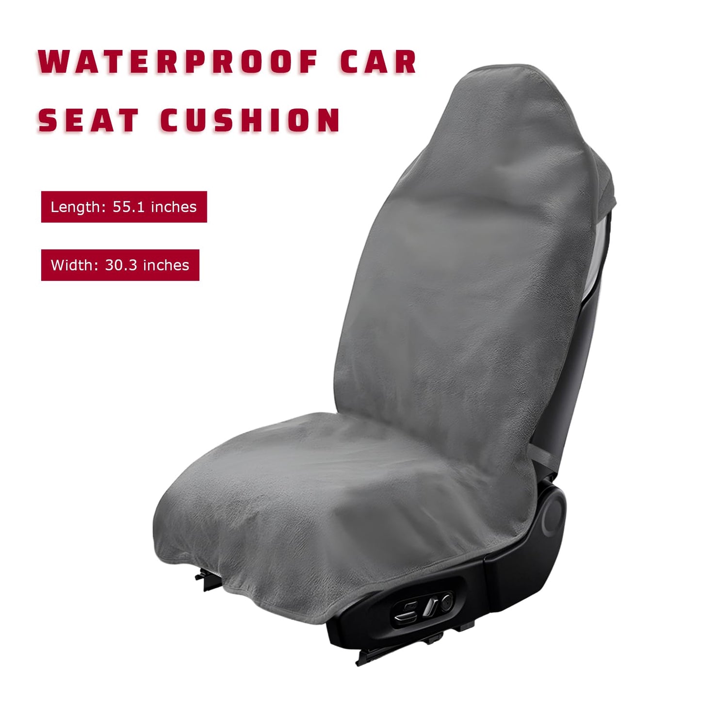 PKOLSFE Car Towel Seat Cover, Waterproof Front Seat Protective Cover for Post Gym Workout Running Swimming, Non-Slip Sweatproof Front Bucket Seats Cover Towel for Cars SUVs Trucks (Gray)
