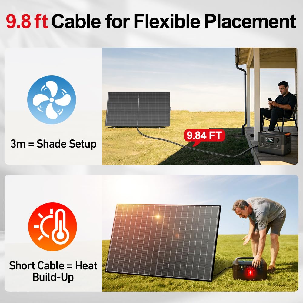 DOKIO 800W (2×400W) 31V Mono Solar Panels - Works for 12/24V Systems, 9.84ft Leads per Panel for Garden/Yard - Home/Backyard Shed or Cabin, Off-Grid Battery Charging