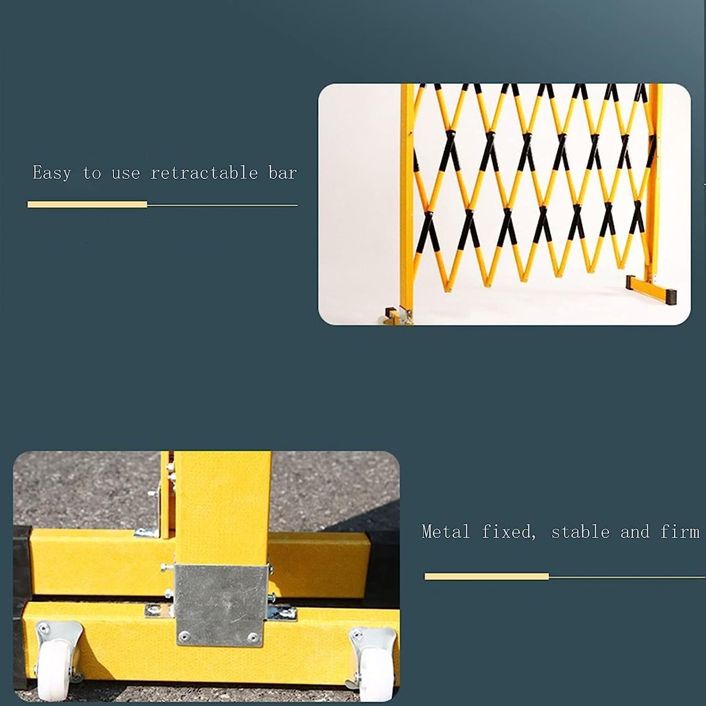 YGwnjqr Barrier, Traffic Barrier, Portable Pedestrian Barrier Base with 2 Wheels for Schools Construction Sites Outdoor Expandable Metal Barricade,Yellow,1.2 * 2.5M,Yellow-1.2 * 4M