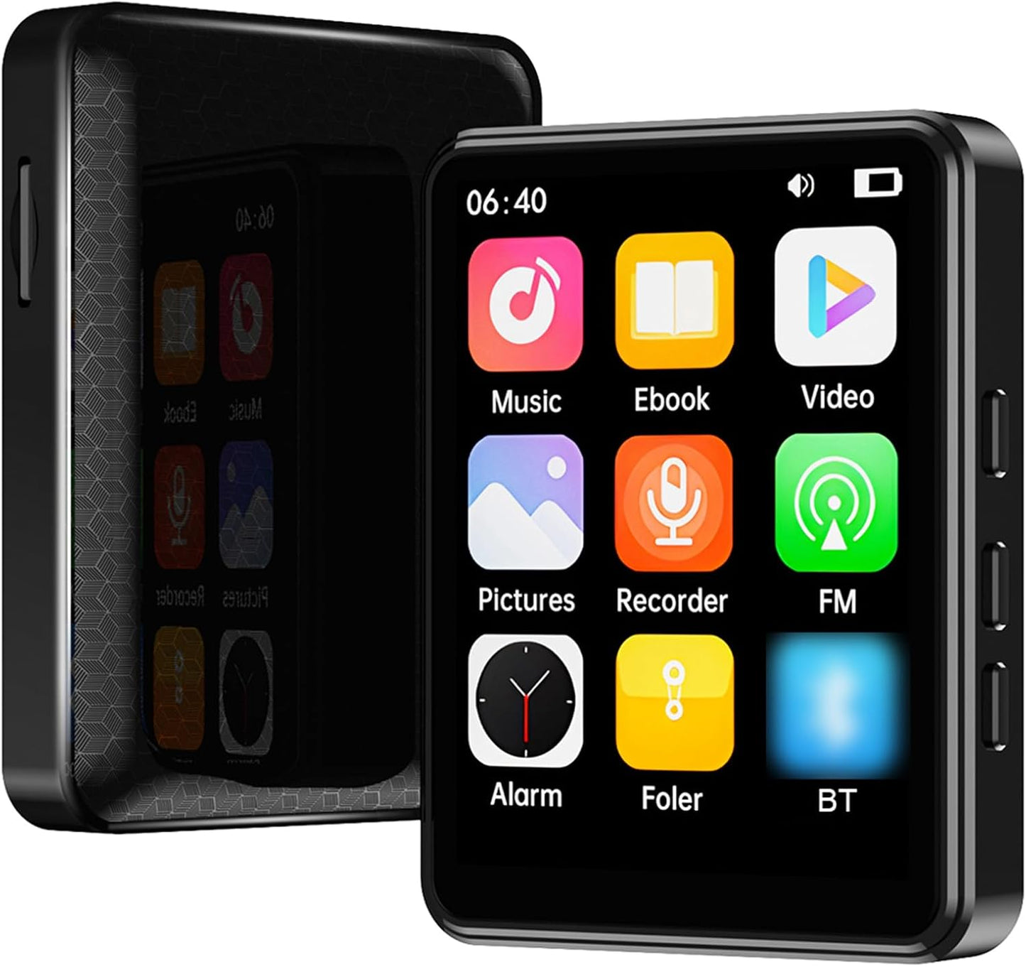 Docooler MP3 MP4 2.4 Inch MP3 Player with Speaker Full Touch Screen BT with Built in Speaker and TF Card Expansion