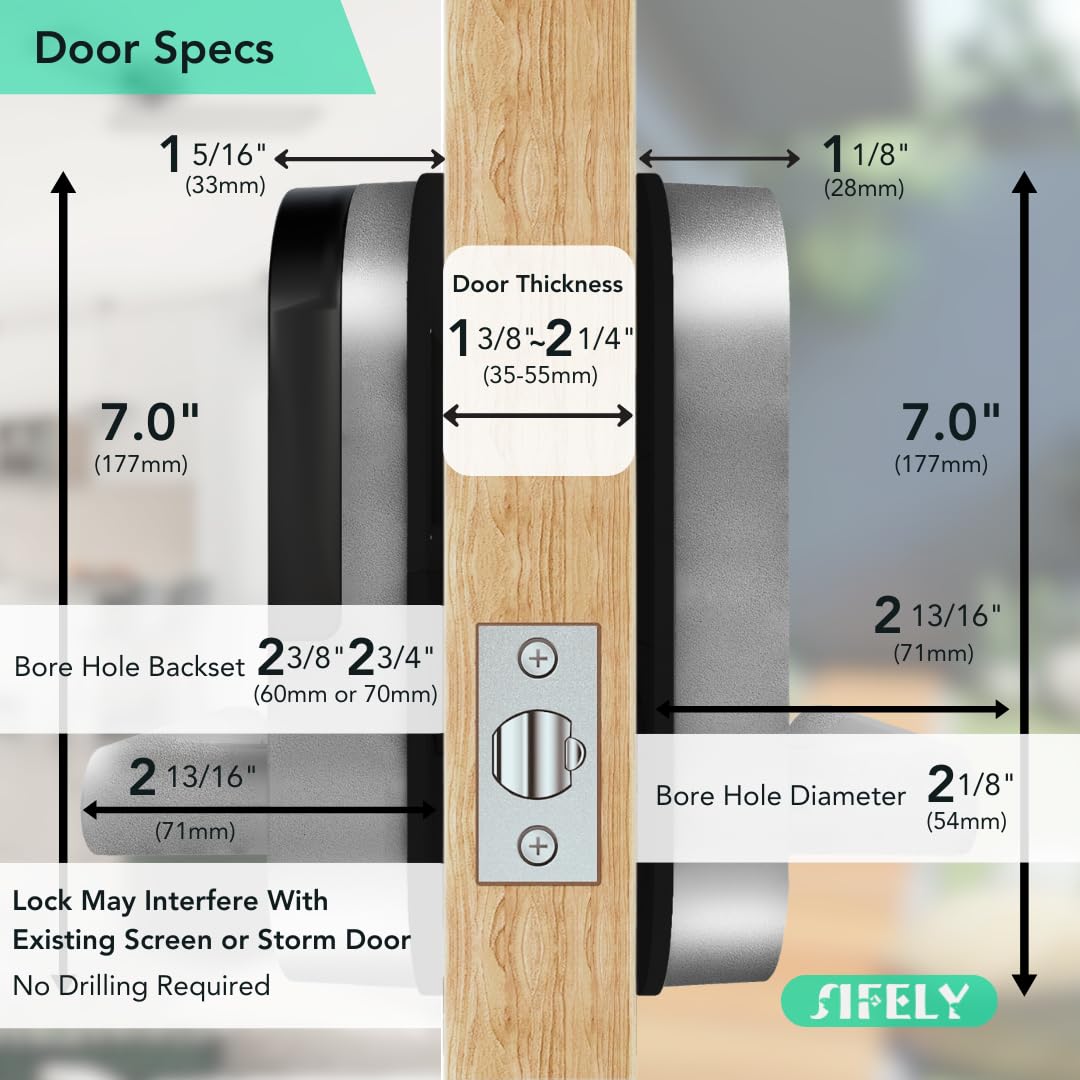 Built-in WiFi Fingerprint Smart Door Lock with Handle & Keypad – Remote Access & Auto-Lock, Keyless Entry for Home, Airbnb & Rental, 6-in-1 Unlock: Code/Card/App/Key, Compatible with Alexa & Google