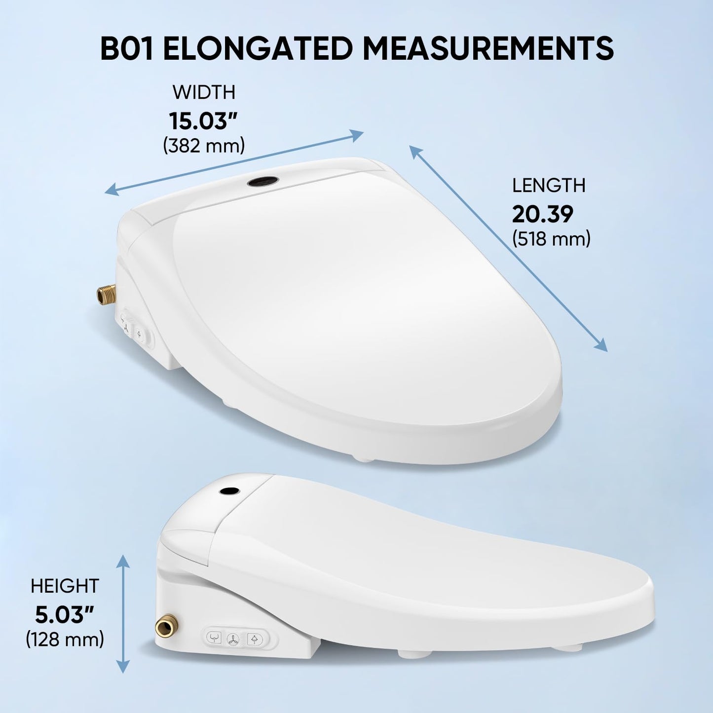 LEIVI Electric Bidet Toilet Seat with Wireless Remote and Side Panel, Multiple Spray Modes, Adjustable Heated Seat, Warm Water and Air Dryer, Auto LED Nightlight, Elongated