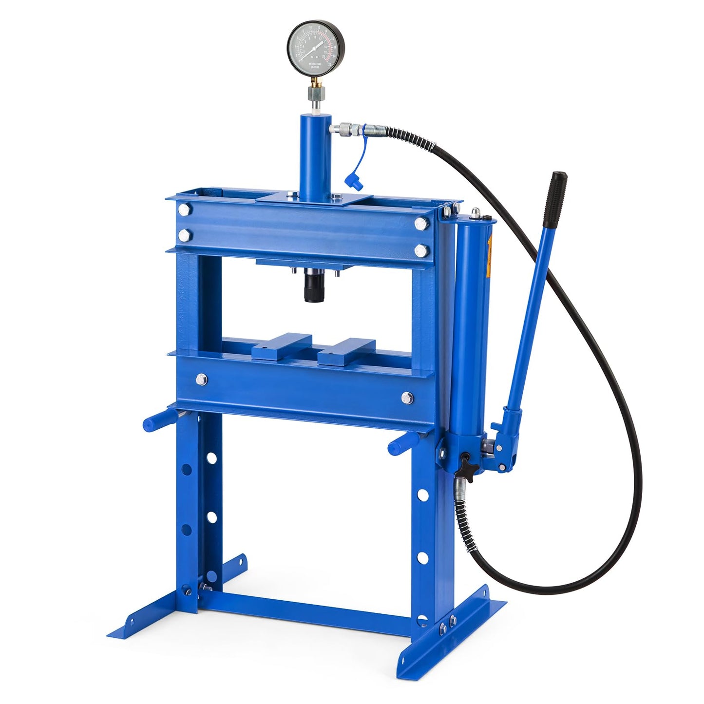 GarveeTech 10 T Hydraulic Press, Heavy Duty H Frame Garage Hydraulic Shop Press with 2 Press Plates, Adjustable Work Table Height Blue