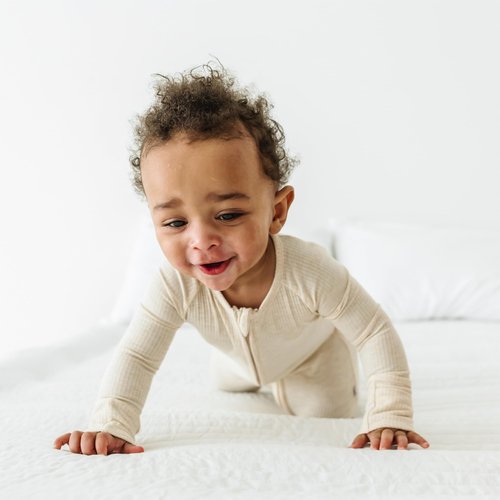 Little Sleepies Pajamas for Baby Boys & Girls, Viscose from Bamboo Baby Pajamas, Snug Baby Sleeper, Toddler PJs, 2-Way Zipper, Heather Oatmeal, 0-3M