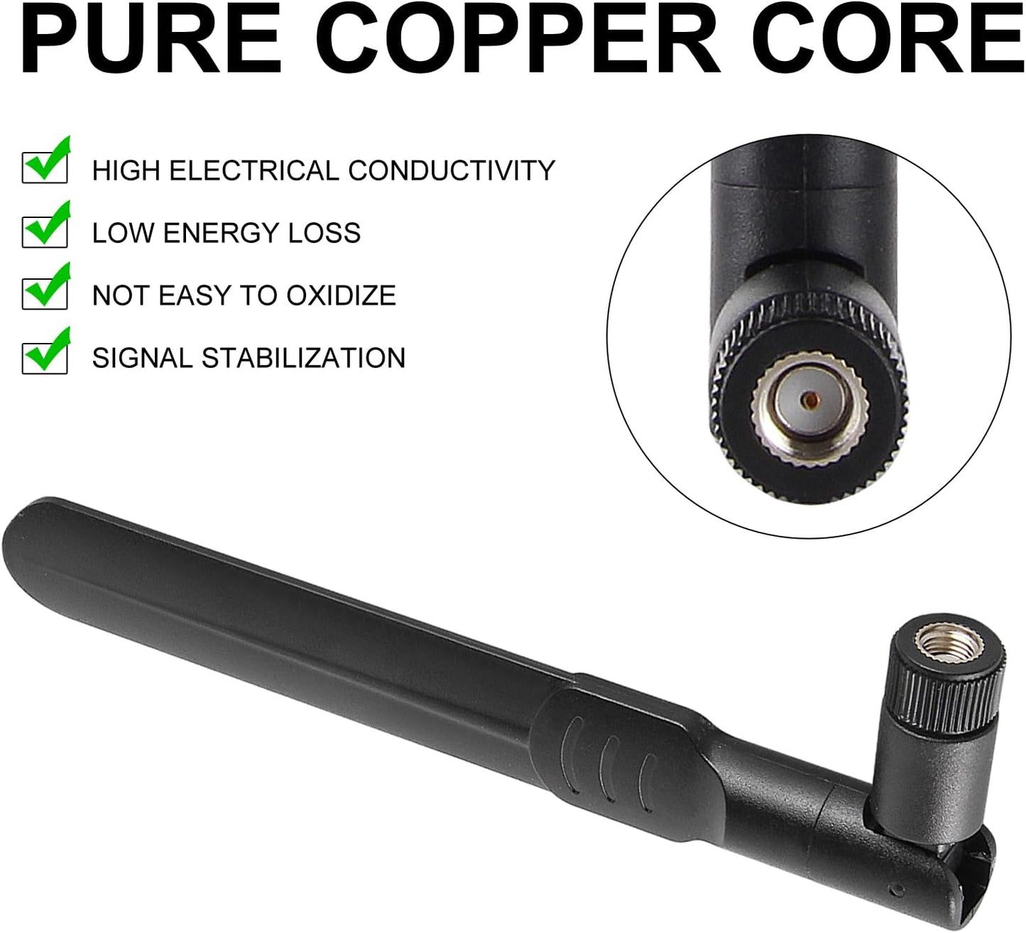 DORHEA 2Pcs 8dBi 2.4GHz 5GHz 5.8GHz Dual Band WiFi Antenna RP-SMA Male Bluetooth Antenna for USB Adapter Camera Video