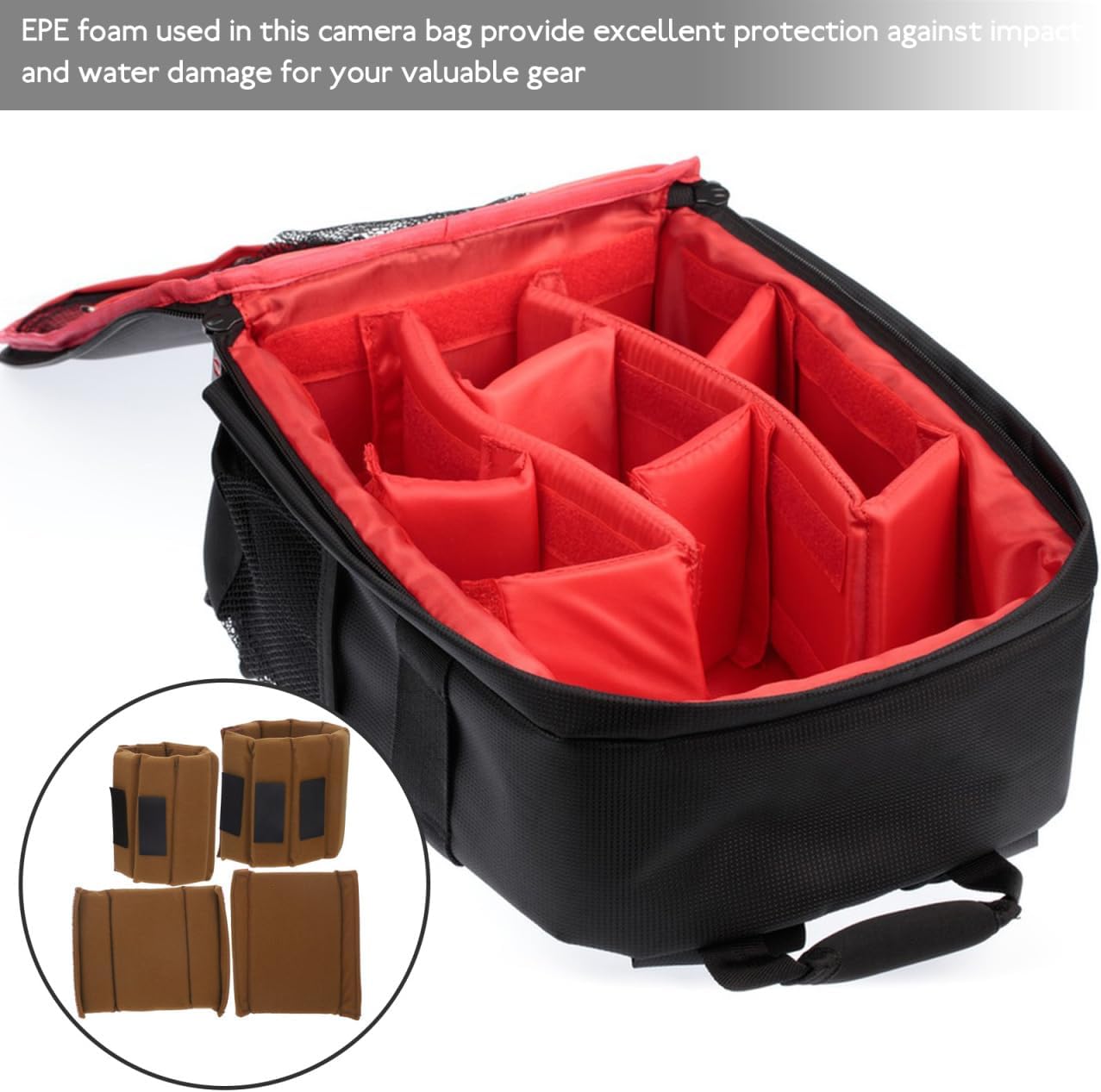 4-Pack Housoutil Camera Bag Dividers Inserts Adjustable Inner Lid Organizers for Dslr Camera Bag Accessories Protection