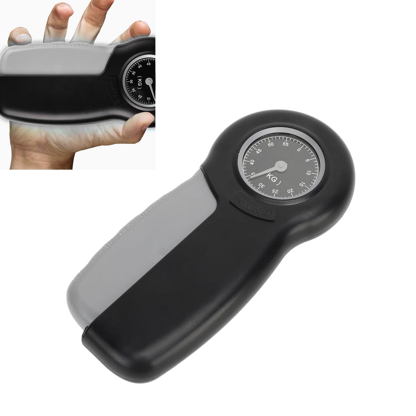 Hand Strengthener Grip Tester, Lightweight Portable ABS Hand Dynamometer for Measuring Grip Strength for Finger Trainer Wrist Strengthening Device Home Exercise (Gray Black)