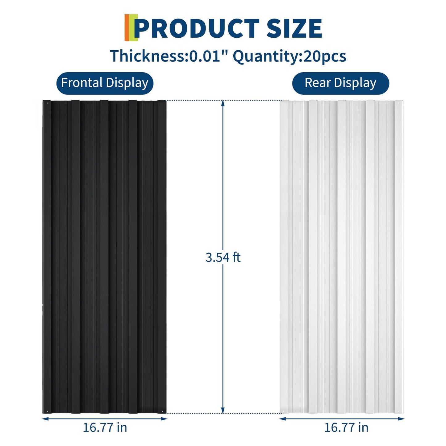 20pcs Metal Roofing Panels, 6ft Corrugated Metal Roof Panels with Screws, Heavy Duty Waterproof Galvanized Steel Roof Sheets for Outdoor Carport, Garage, Shed, Warehouse, Porch, Pergola, Patio