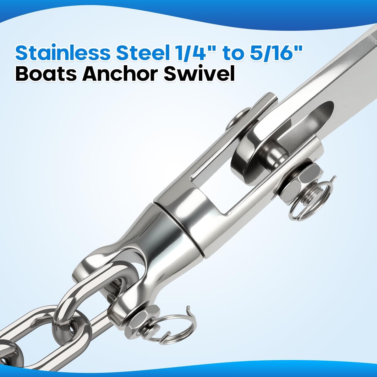 FUCNEN 1/2" Anchor Rope 200ft with 1/4" Anchor Chain 15ft and Swivel Connector Windlass Anchor Rode 316 Stainless Steel Short-Link Marine Chain with 3-Strand Nylon Rope