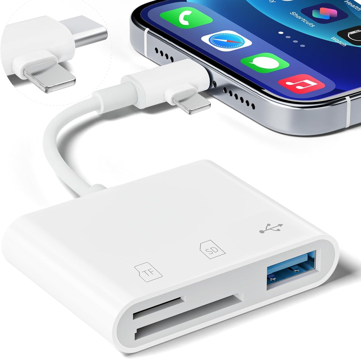 SUNTRSI SD Card Reader for iPhone iPad, Micro SD Card Reader Memory Card Reader with USB Adapter Plug and Play Trail