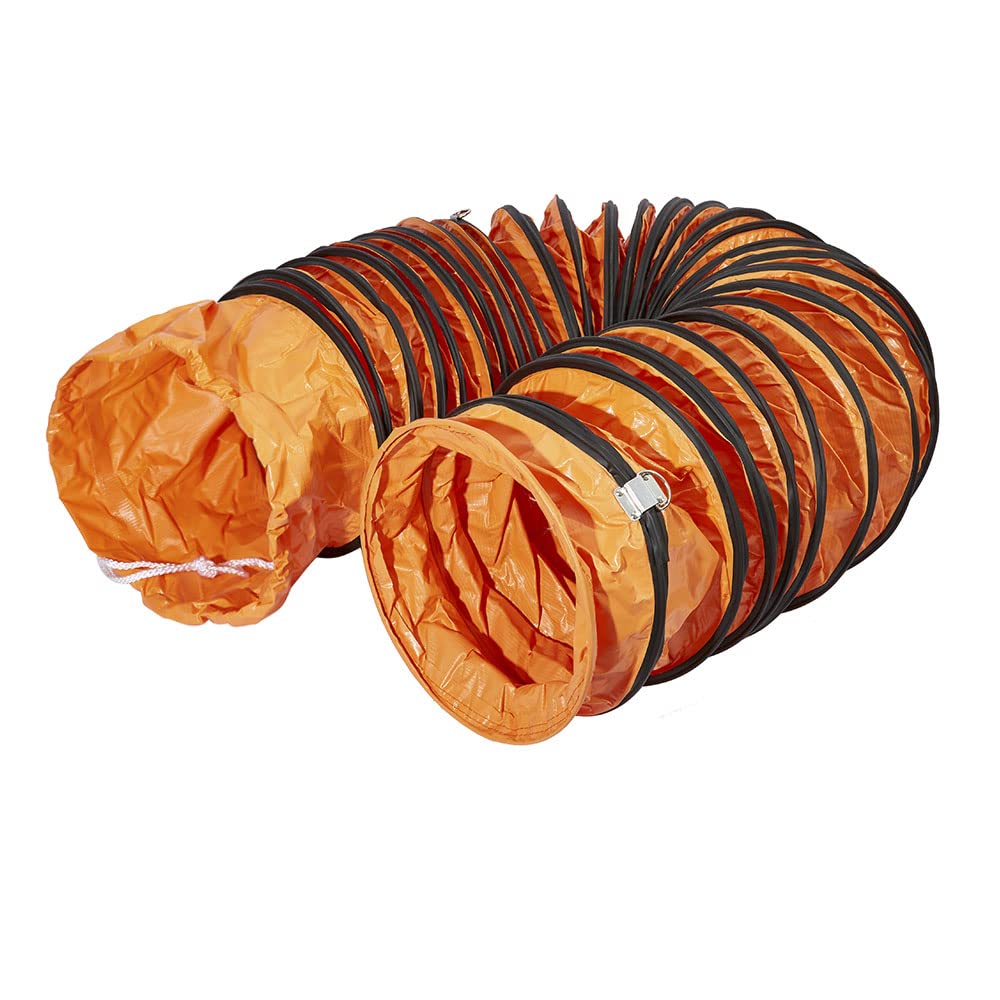 PVC Flexible Duct Hose, HVAC Duct Hosing Flame Retardant for Ventilator Utility Blower Fan with Adjustable Rope and D-Ring, Easy Storage (16inx25ft)