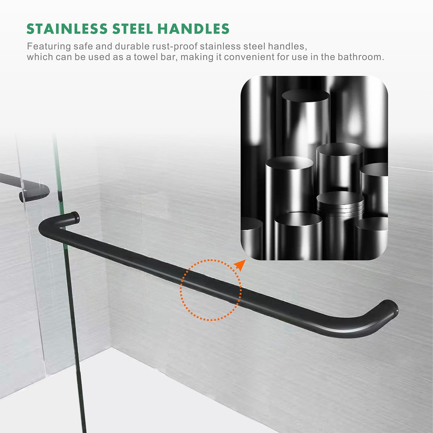50''-54" W×72" H Black Shower Doors Glass Sliding 54 Inches,Semi Frameless Bathroom Sliding Glass Shower Door,Walk in Shower with 1/4" (6mm) Clear SGCC Tempered Glass