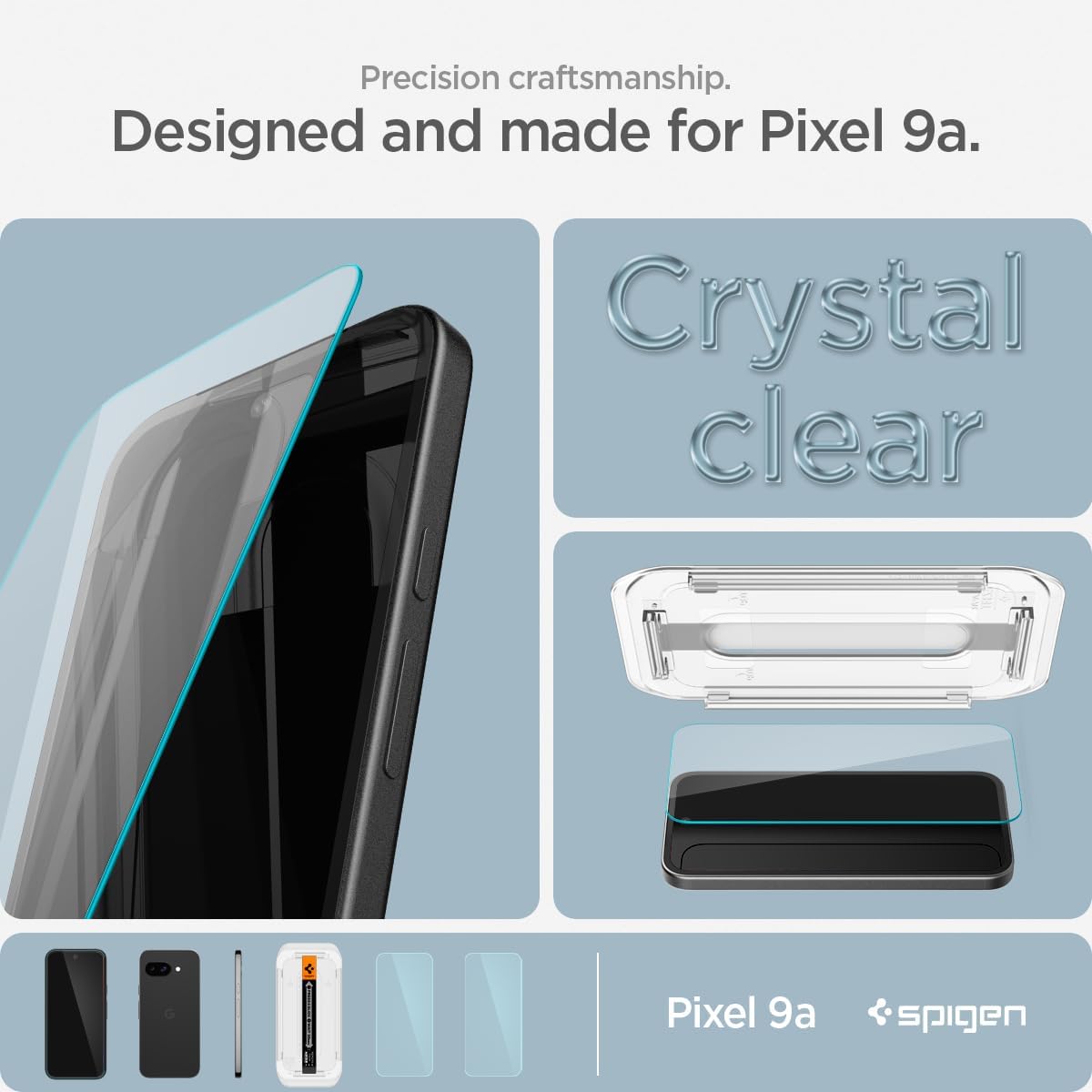 9a 2 Pack Spigen Tempered Glass Screen Protector [GlasTR EZ FIT] designed for Pixel