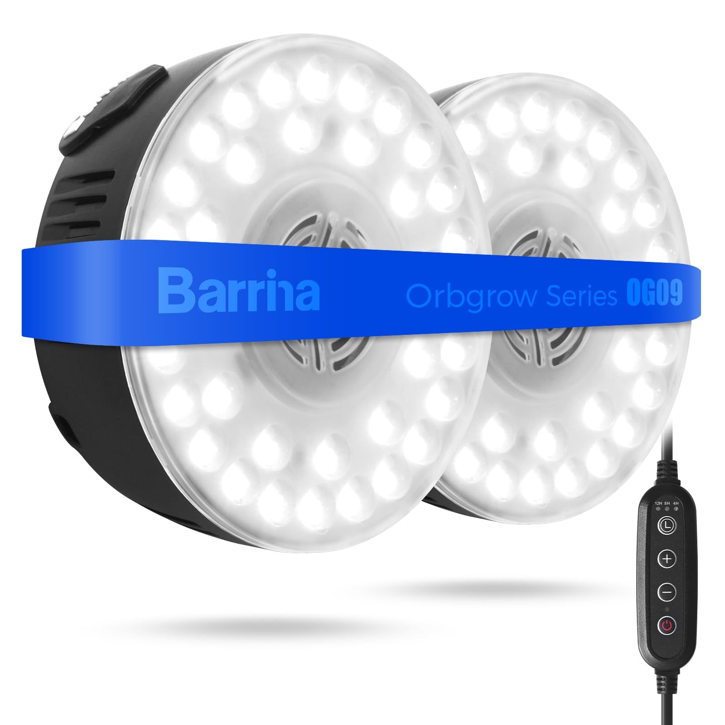 Barrina Puck Grow Light, Full Spectrum 18W (2 x 9W), 5000K, 2 Packs with Timer, Dimmable, Model OG09-B2T,