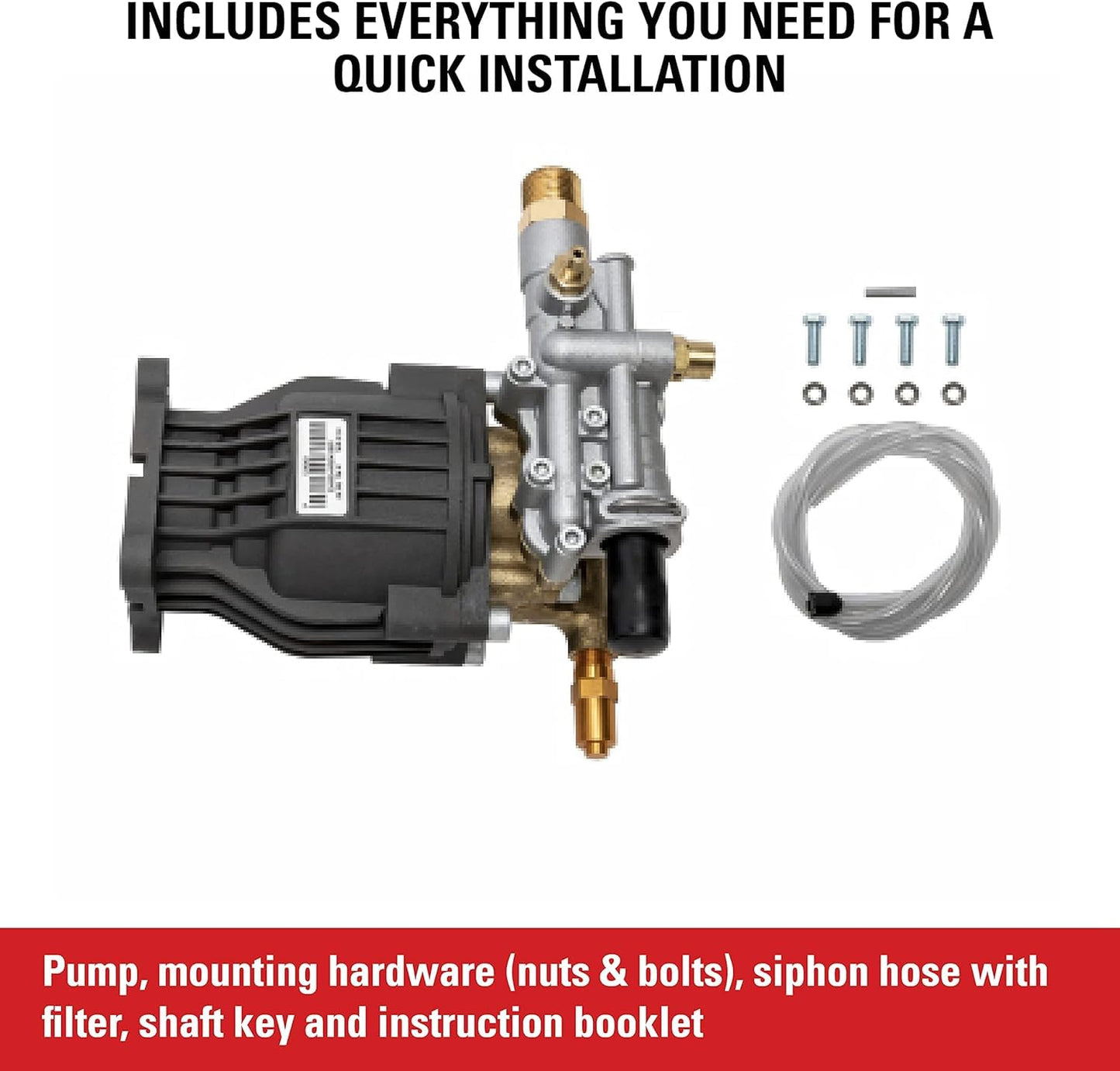OEM Technologies 90029 Replacement Pressure Washer Pump Kit, 3400 PSI, 2.5 GPM, 3/4" Shaft, Includes Hardware and Siphon Tube, for Residential and Industrial Gas Powered Machines