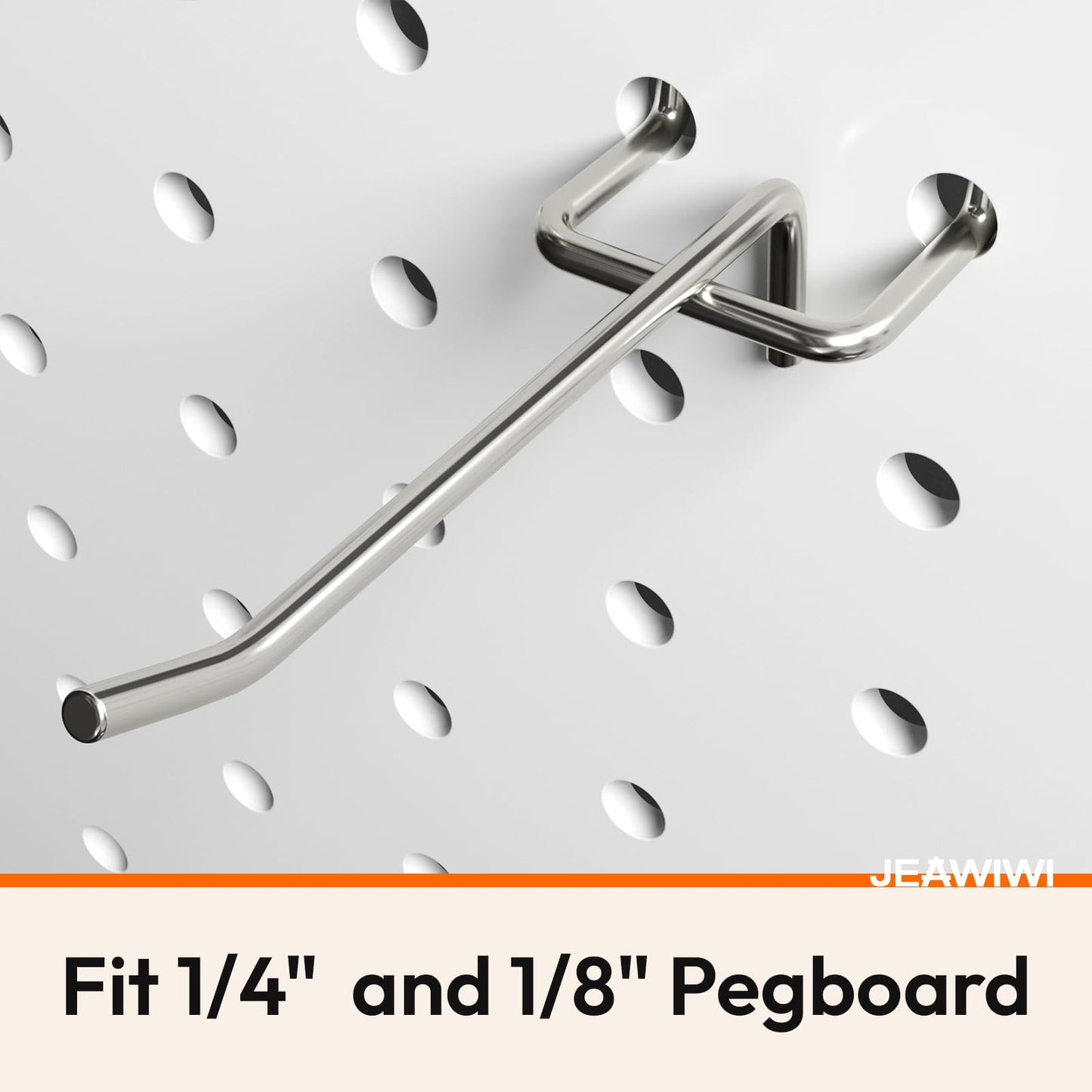 JEAWIWI 60 Pack 4 Inch Metal Pegboard Hooks, Fit 1/4 in and 1/8 in Peg Board Organizer Accessories, for Hanging Storage, Garages, Tool Sheds, Basements