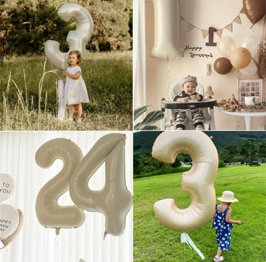 Skiennix 40-Inch Large Number Balloon - Cream White 4 Balloon for Birthday & Graduation Celebrations