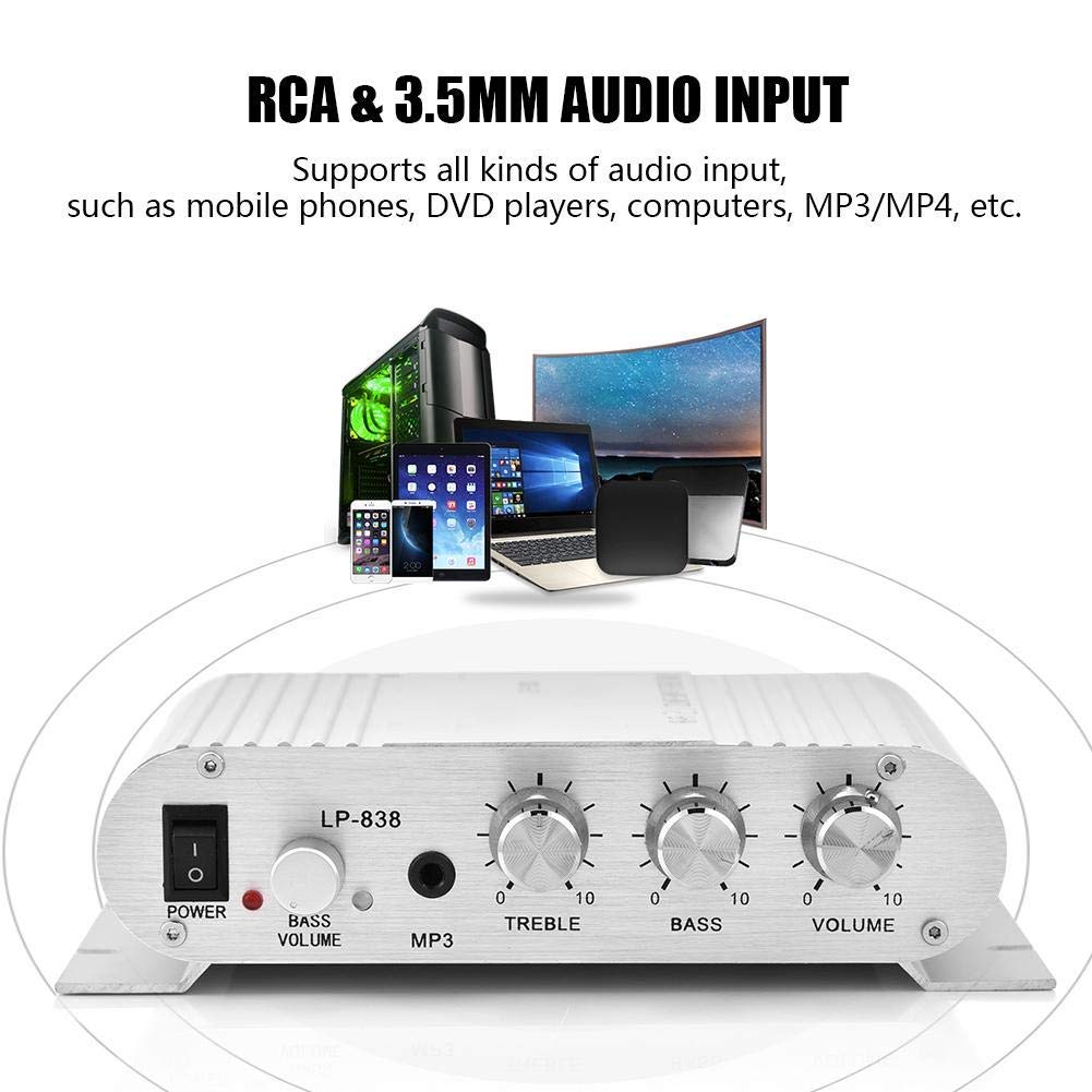 2x15W 20W 2.1CH MP3 MP4 Audio Power Amplifier, + Hi-Fi HiFi Stereo Subwoofer Amp Home Bass Audio Power Amplifier