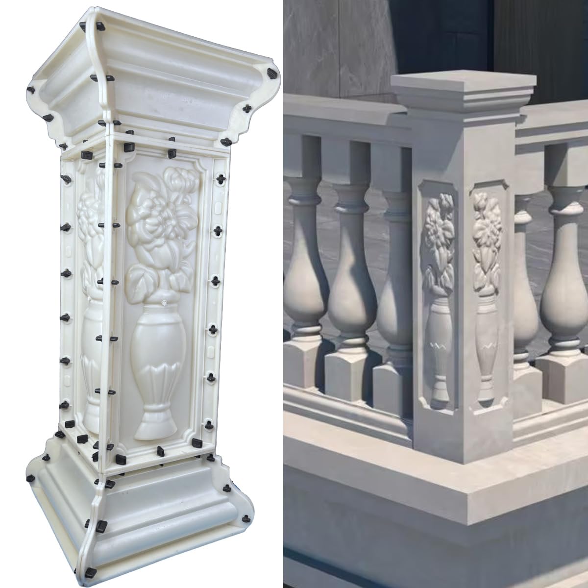 EAIVENY Concrete Balcony Divider Mold, Heavy-Duty ABS Balcony Construction, Reinforced Formwork Mould (97 CM)