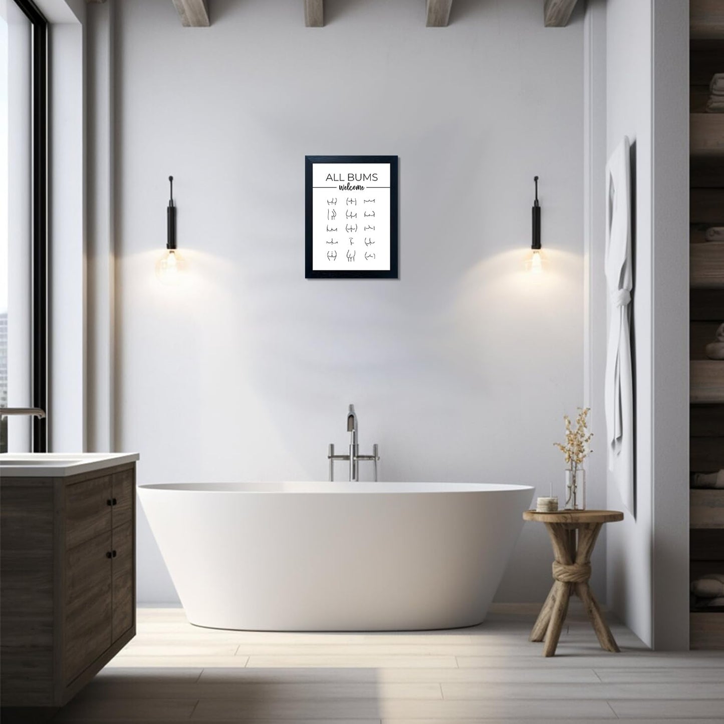 Regine Switzerland Funny Bathroom Wall Art - Humorous Black and White Canvas Print for Guest Toilets