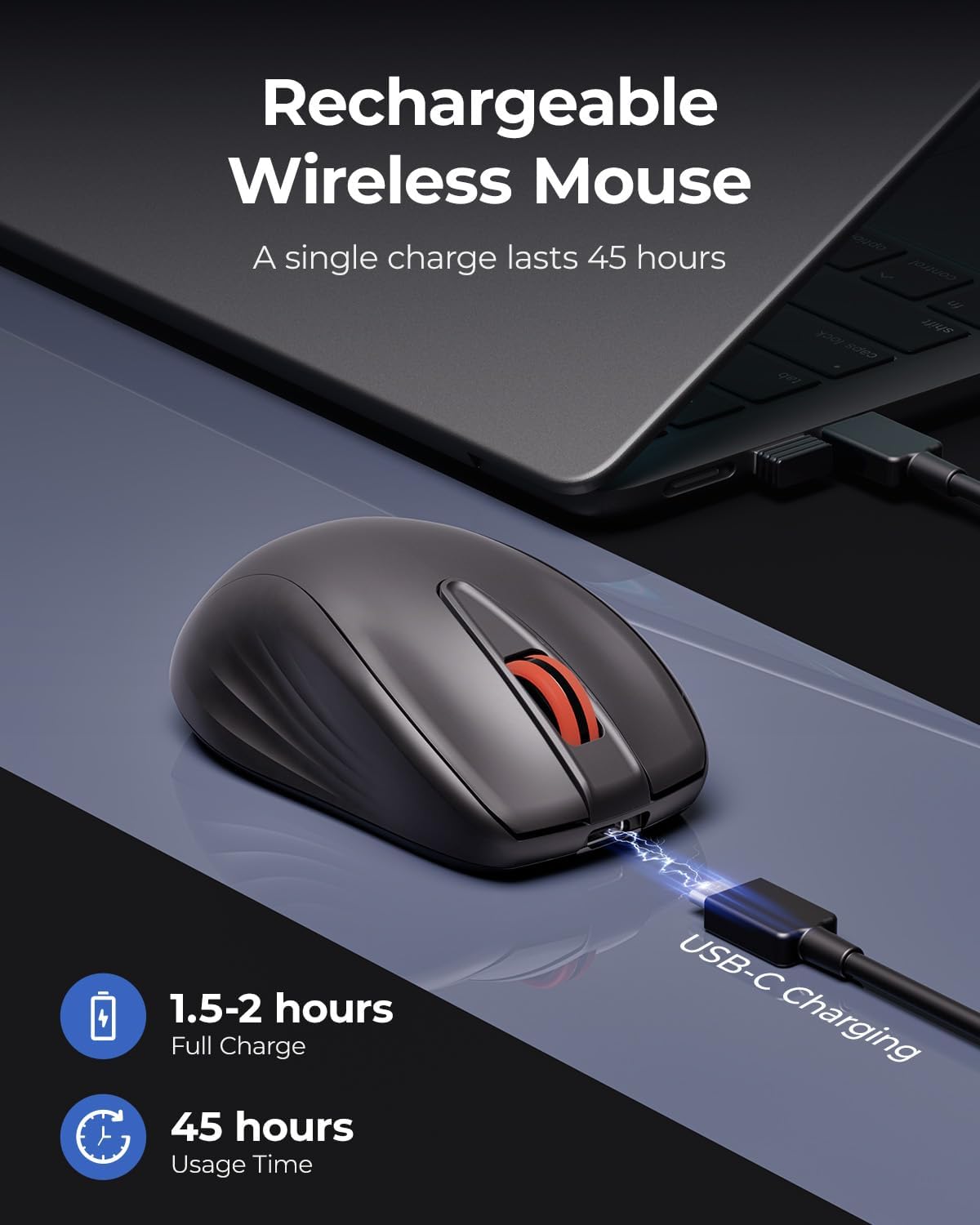 wegear WL500 2.4G 6 Rechargeable Silent Wireless Mouse, Quiet Click, USB Cordless Computer Mouse with Buttons