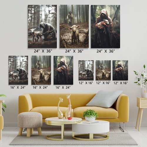 GUBIYU Jesus Canvas Wall Art Set - Inspirational Jesus & Lamb Prints | 12" x 16" Christian Decor