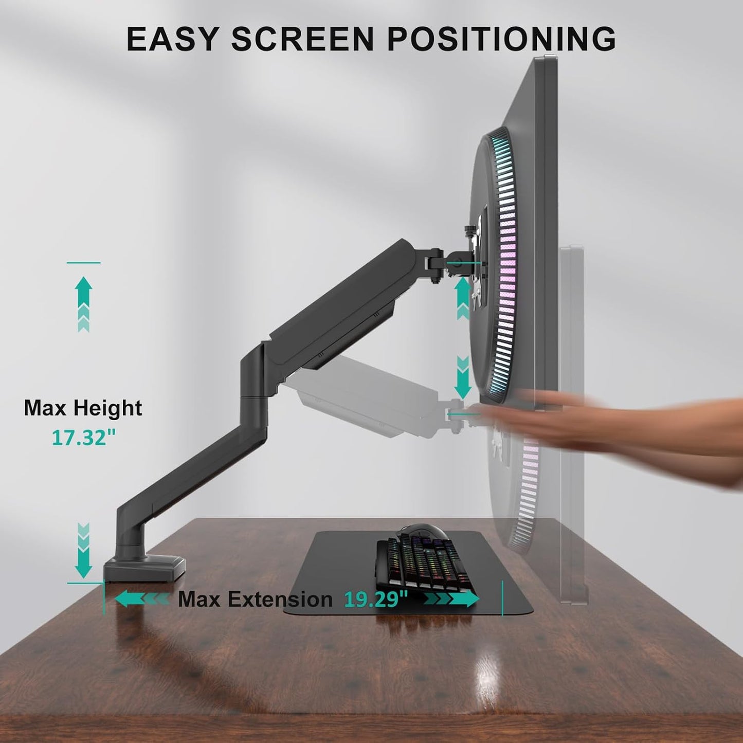 WALI 13-34 inch 32 inch, 26.4lbs, 75/100mm (GSMP001N), Single Monitor Mount for Screens, Adjustable Single Monitors
