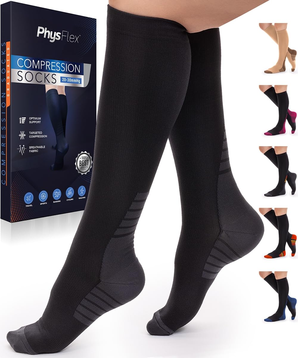Compression Socks for Women & Men 20-30 mmHg – Circulation Support for Nurses, Travel, Flight, Running & Everyday Wear