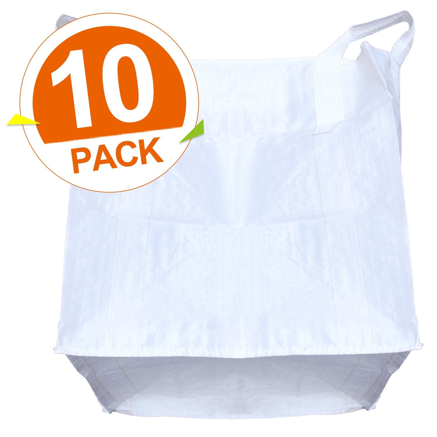 CFKJ 10 Pack FIBC Bulk Bag 1 One Ton Bag 35" L x 35" W x 43" H 2200lbs SWL Duffle Top Flat Bottom FIBC Big Bulk