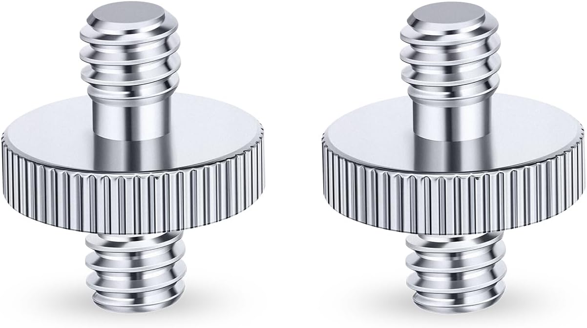LANXIRE 1/4" 1/4" 2 Packs Male to Male Threaded Tripod Screw Adapter, Double Head Stud Mounting Thread Converter