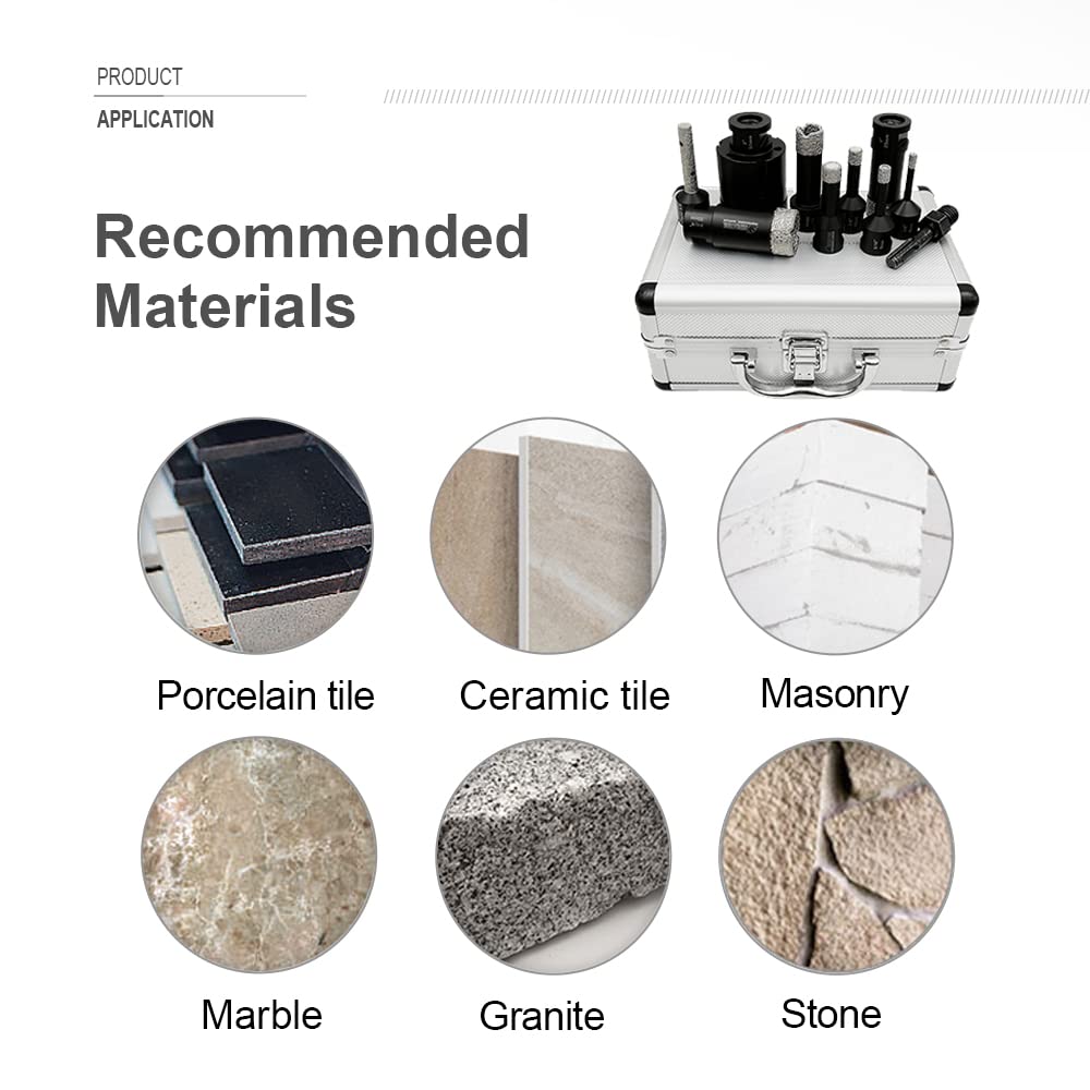 SHDIATOOL Diamond Core Drill Bits for Hard Stone Concrete Marble Granite Brick Laser Welded Dry or Wet Hole Saws