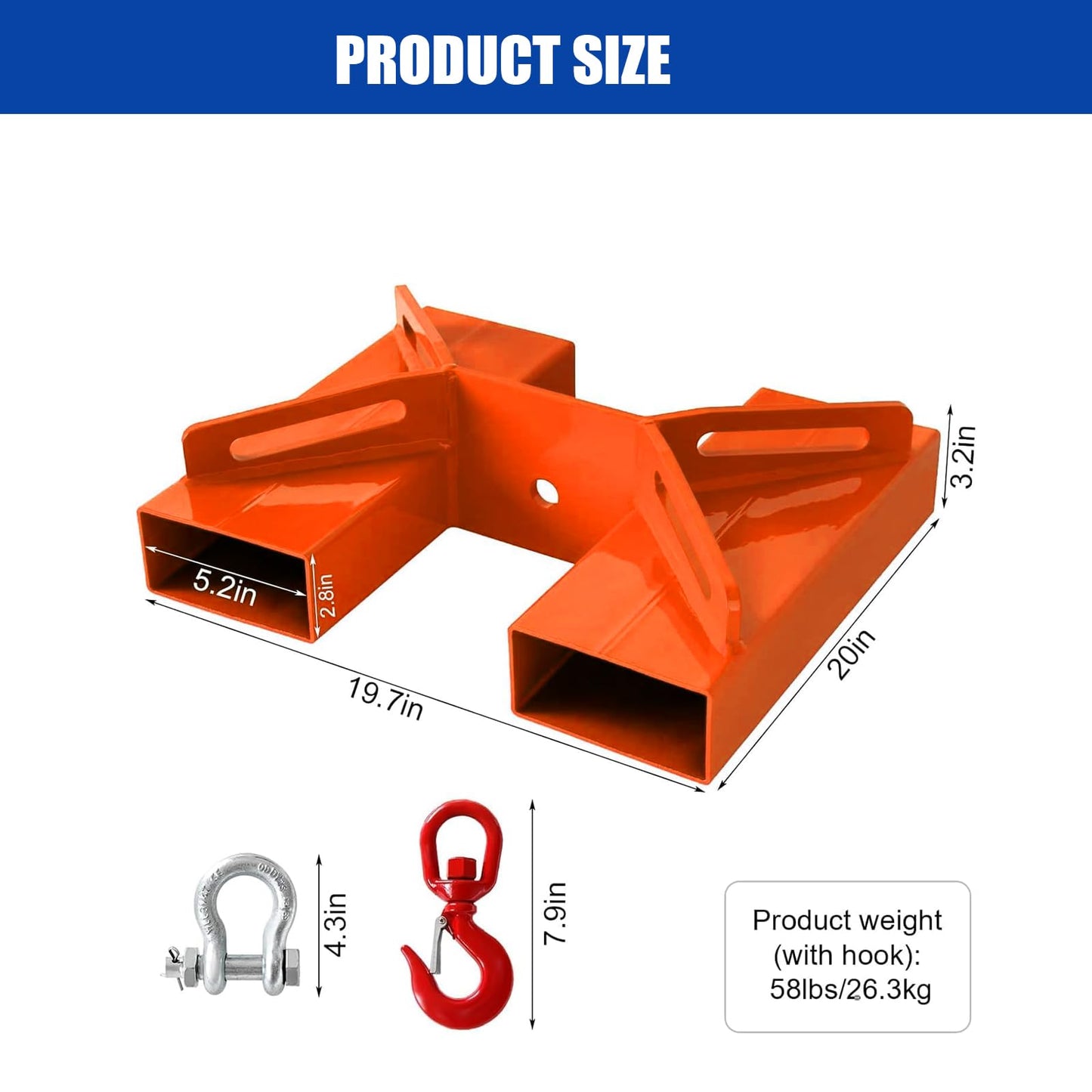 FAYUWUOX 3T/6600LBS Forklift Mobile Crane, Truss Jib Boom Hoist with 2 Hooks, Heavy Duty Forklift Extension Attachment
