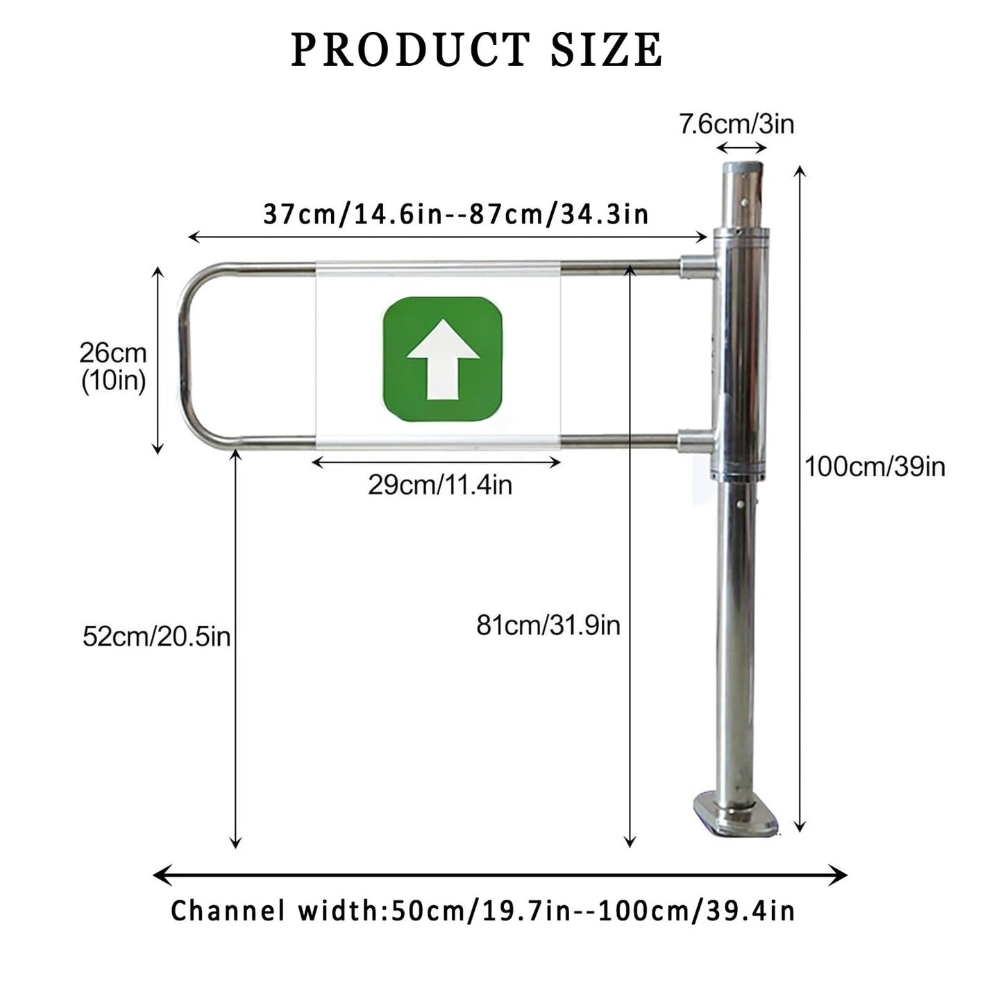 Manual 90° Pedestrian Gate, Automatic Closing Metal Double Door, One-Way Entry Security Turnstile for Supermarkets - Durable Silver 2.60m/23.6in Access Control Gate