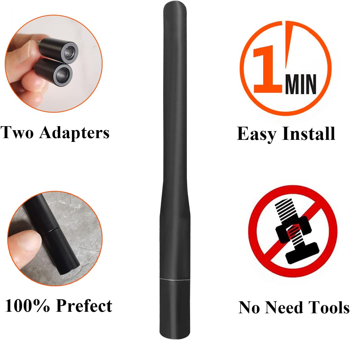 RooFox 4 Inch (1992-2006), Aluminium Antenna Replacement for Chevy Tahoe Chevrolet Tahoe Antenna Mast