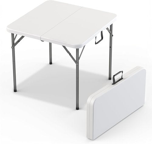 Modern Space 34" Square Foldable Table - Heavy Duty Portable Design with Built-In Handle | Ideal for Events, Dining, and Camping