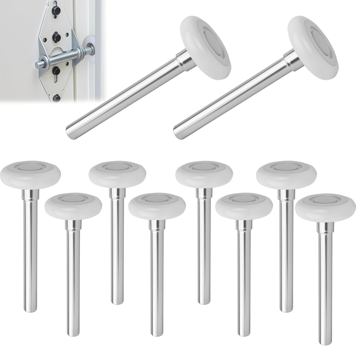 10 Pack 7" Stem White 2" Nylon Garage Door Roller with Protective Sealed-Cap(Dustproof), Ultra Quiet & Long-Lasting, Commercial High Load Capacity, Double Sealed Bearings