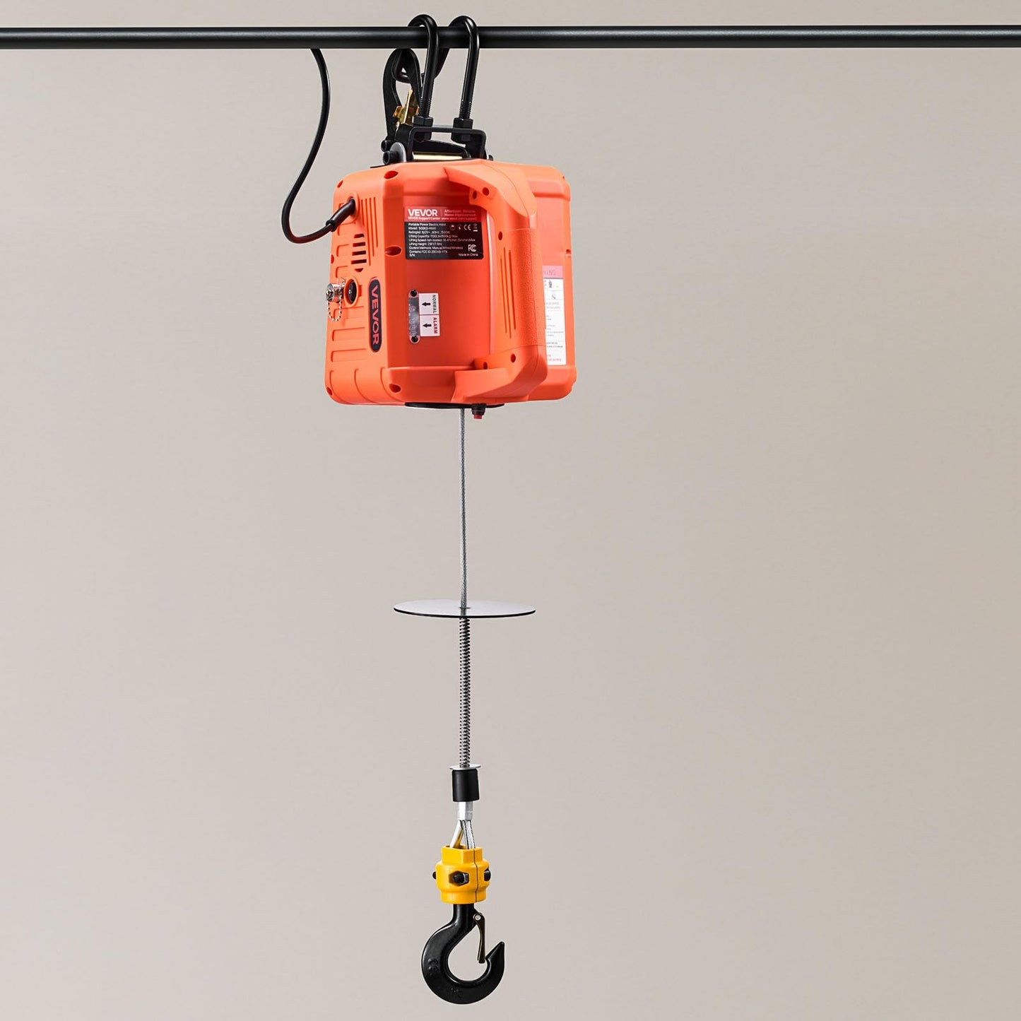 VEVOR 3-in-1 Electric Hoist Winch, 1100 lbs Capacity, 1500W Portable Electric Power Winch, 25 ft Lifting Height, 16.4 ft/min with Manual, Wired & Wireless Remote Control for Factory, Warehouss, Garage