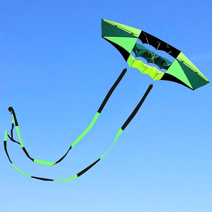 Beach Kites for Adults Large with Long Tail, 98 inches Super Easy Flyer 3D Rainbow Box Kites, Comes with Two 49 Feet Multi Colors Tails, 300 ft Kite String & Handle