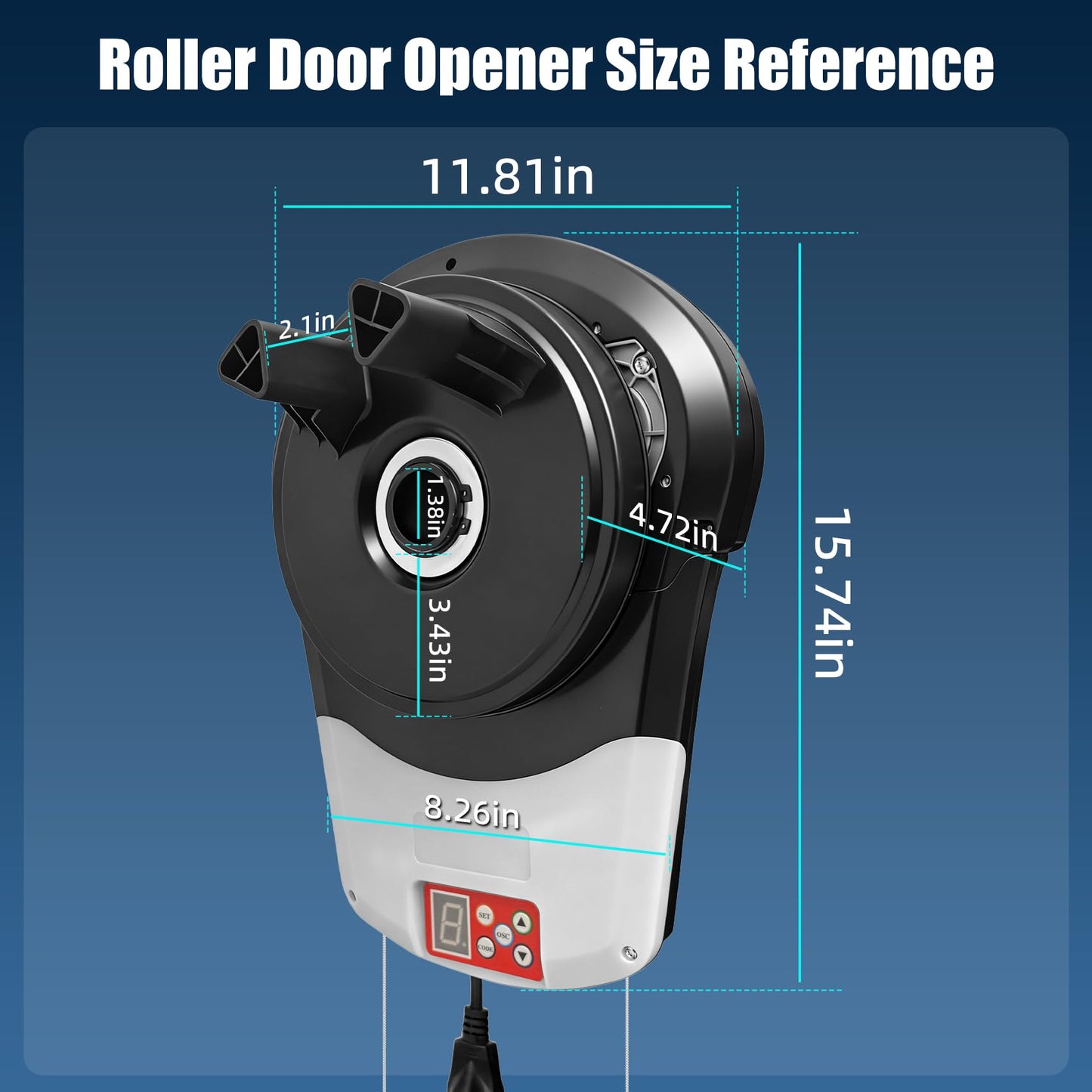 Roll Up Garage Door Opener 800N Heavy Duty, Quiet 24V DC Motor (55dB), Automatic Roller Door Opener with 164ft Remote Control, Easy Side Mount, for Garage, Warehouse & Commercial Use